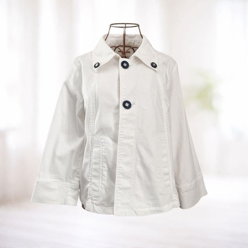 Christopher & Banks White Jacket S Lightweight Costal Sailor Chic Euro Dockside